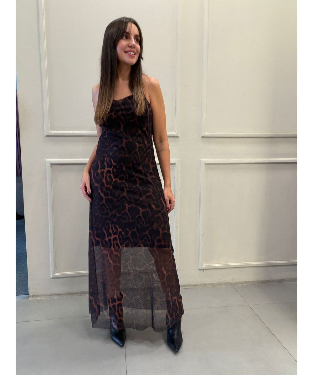 Vestido Alça Tule Onça - Lilita Concept