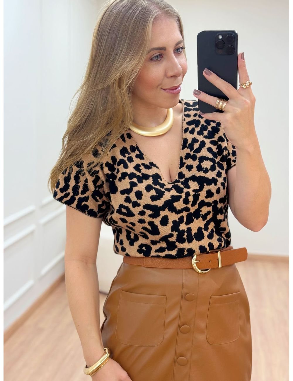 Blusa Tricot Onça - Ana G Store