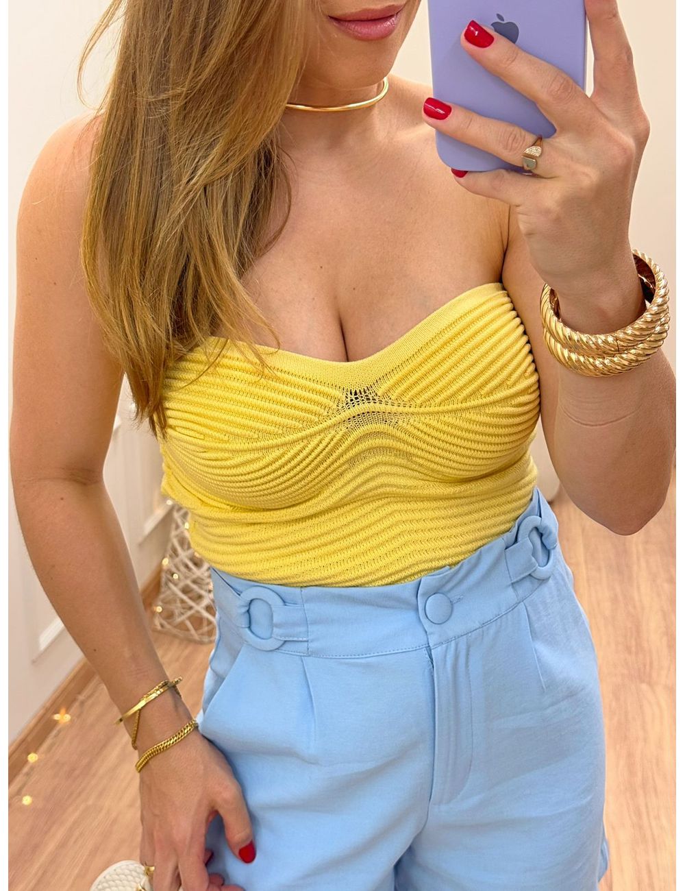 Cropped Beatriz Amarelo - Ana G Store