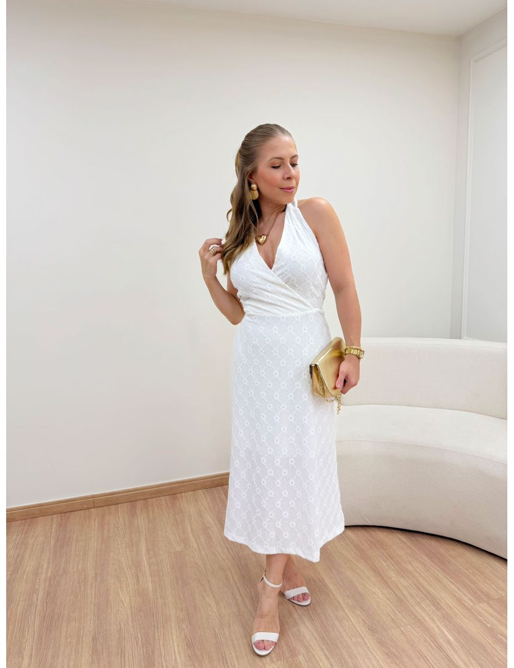 Vestido Celeste Branco - Ana G Store