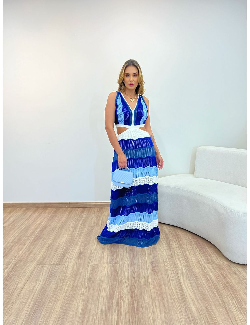 Vestido Elisa Branco/azul