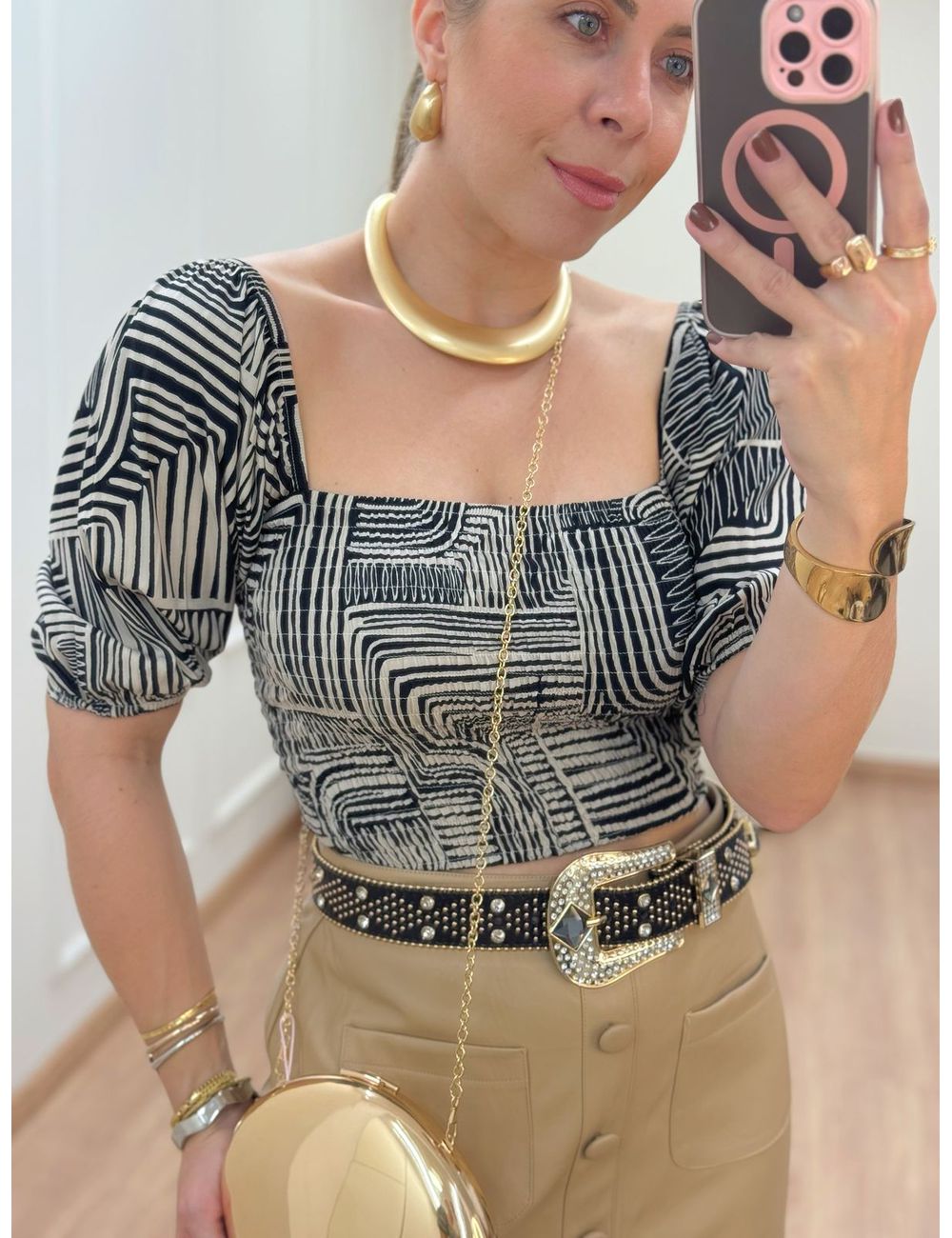 Cropped Lastex Estampado - Ana G Store