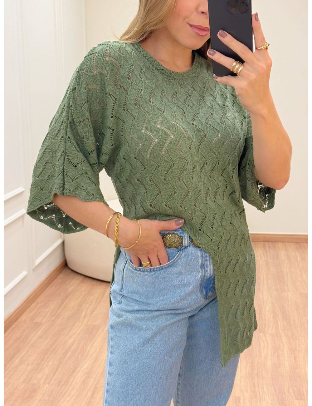 Blusa Assimétrica Verde - Ana G Store
