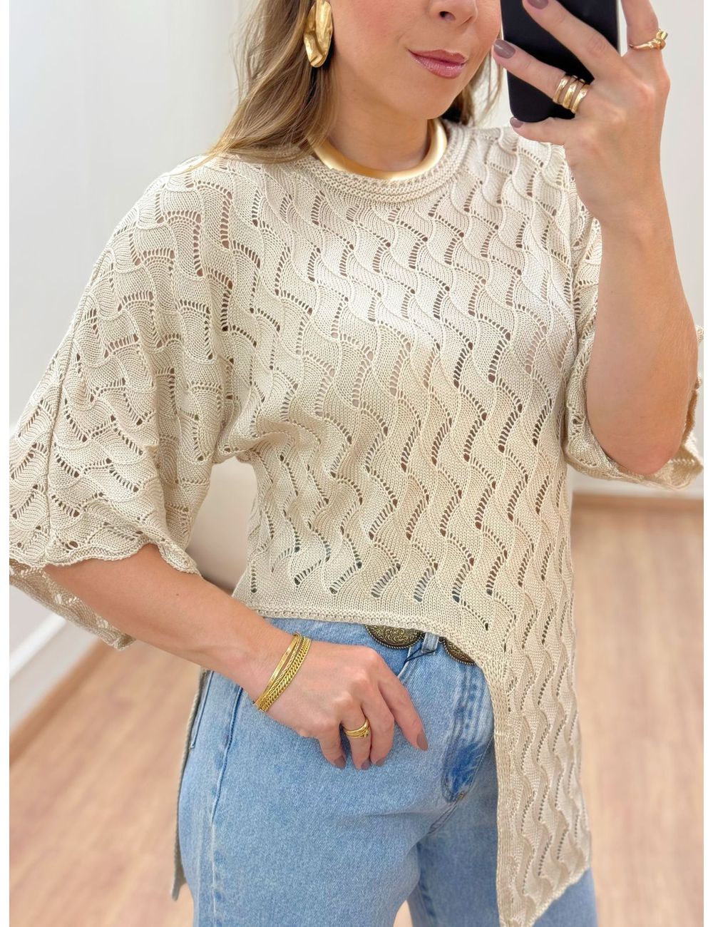 Blusa Assimétrica Nude - Ana G Store