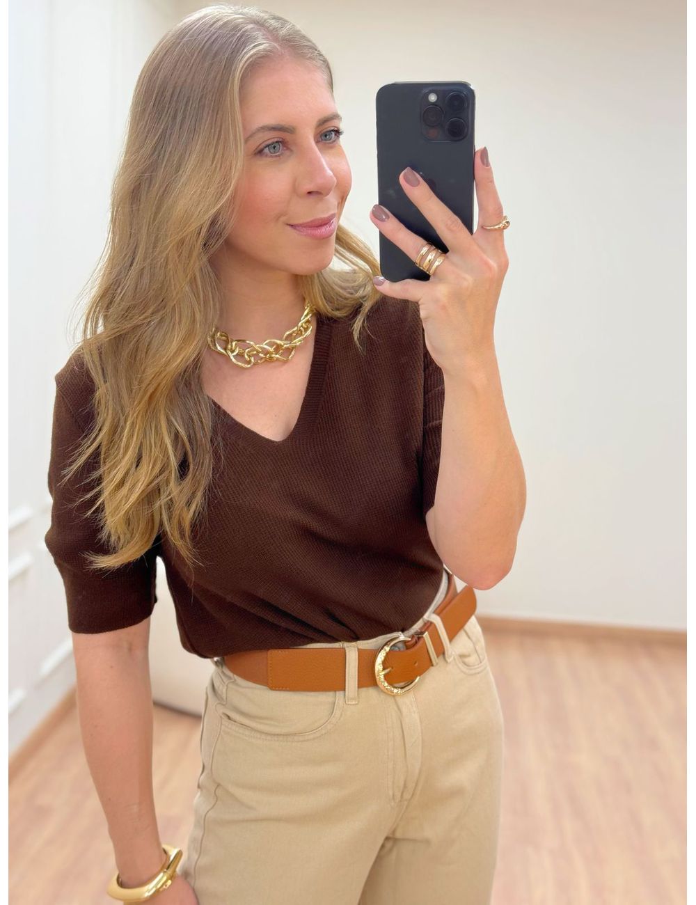 Blusa Poliana Marrom - Ana G Store