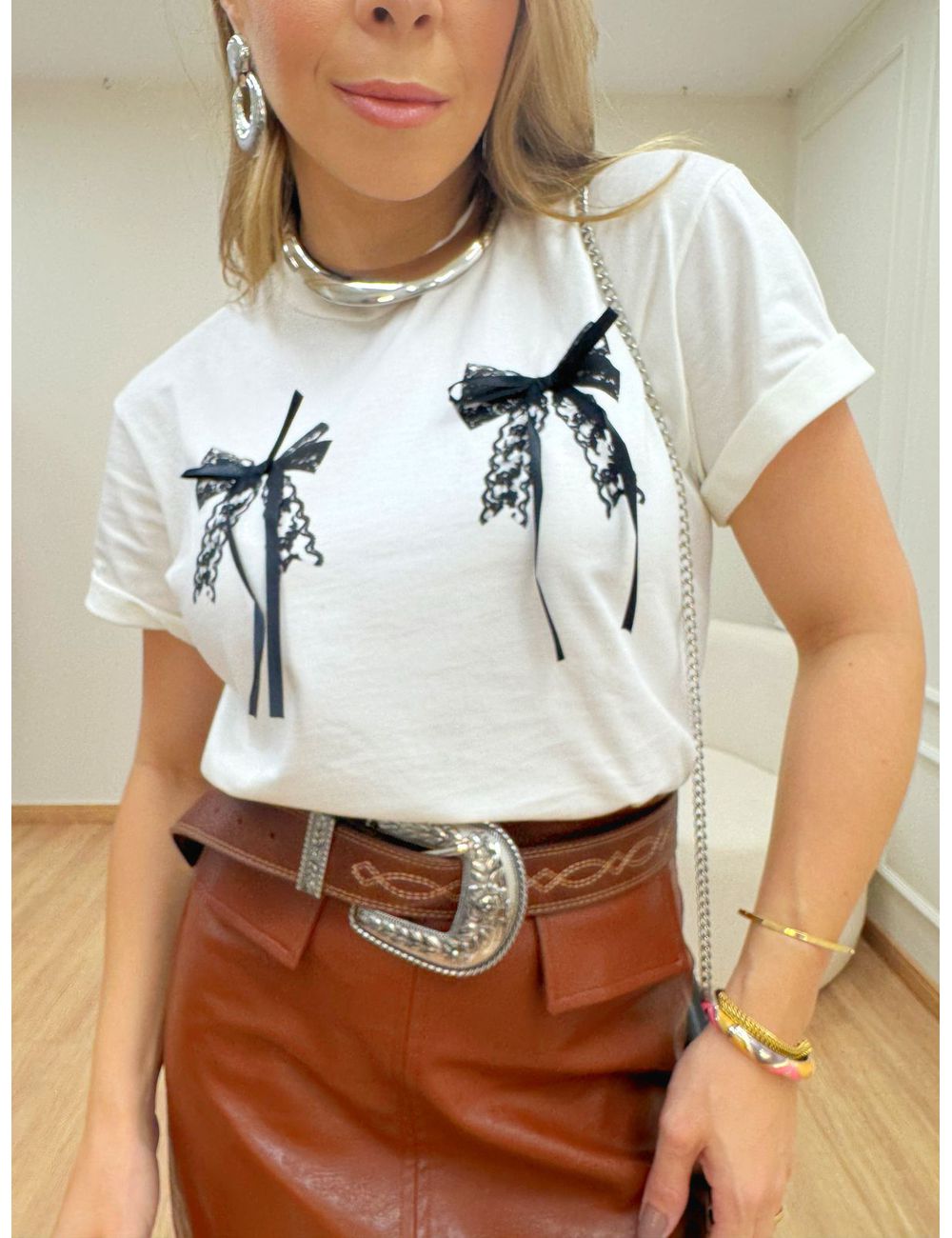 T-shirt Laço Off White - Ana G Store