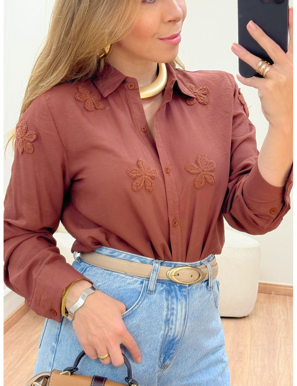 Camisa Penélope Marrom - Ana G Store
