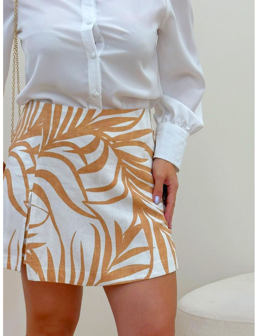 Shorts Saia Madalena Estampado Bege - Ana G Store