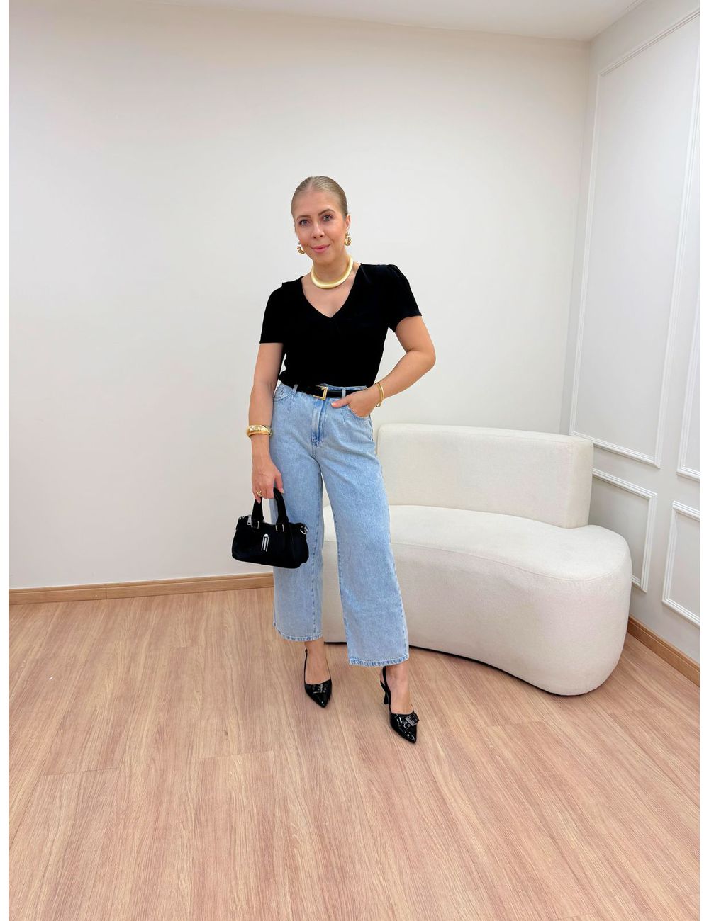 Blusa crepe preta