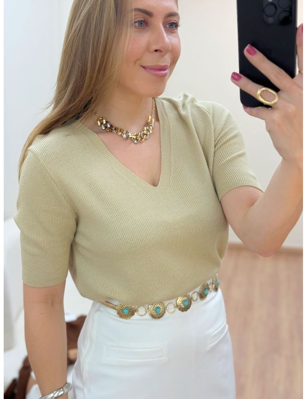 Blusa Poliana Bege - Ana G Store