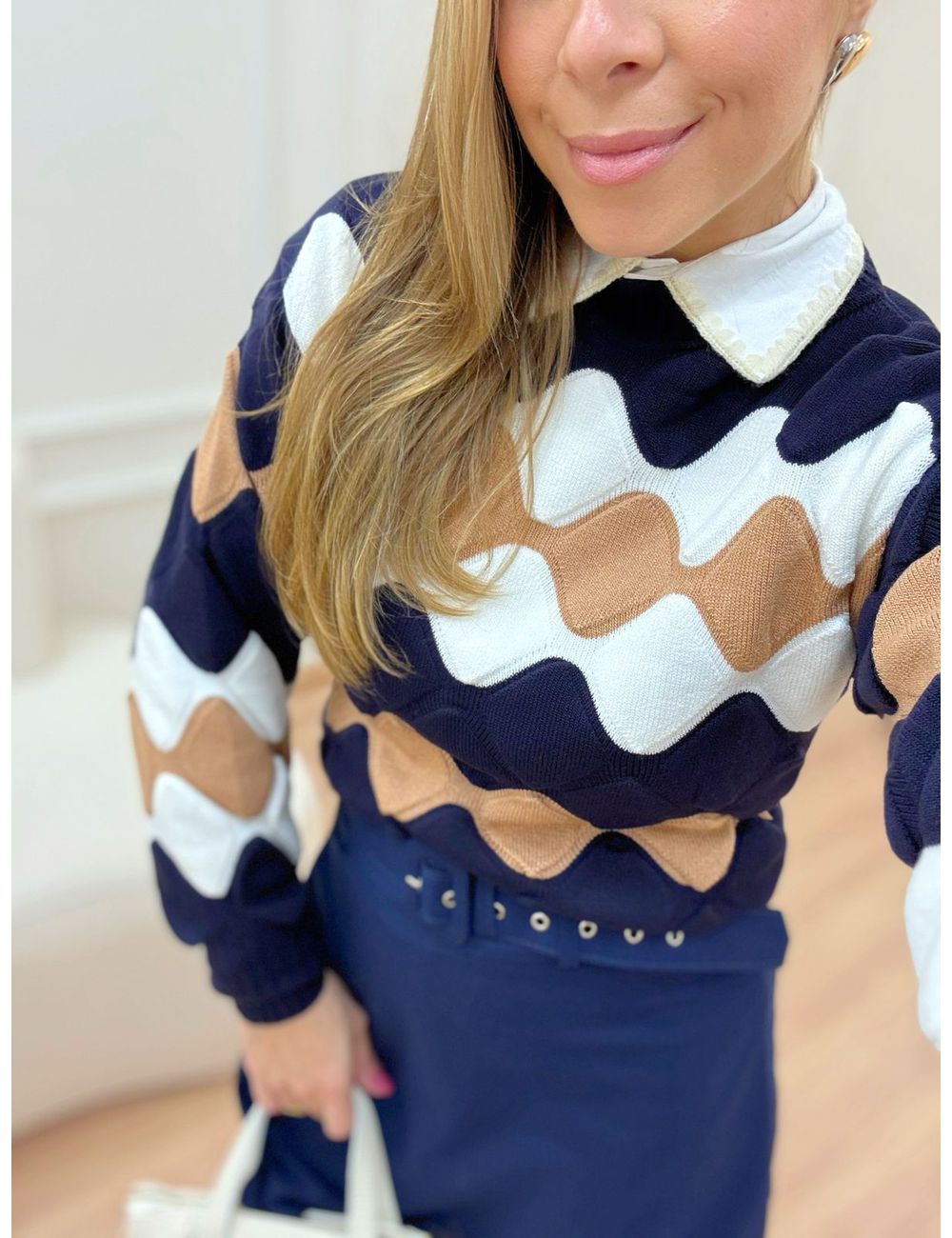 Blusa Tricot Elaine Azul - Ana G Store