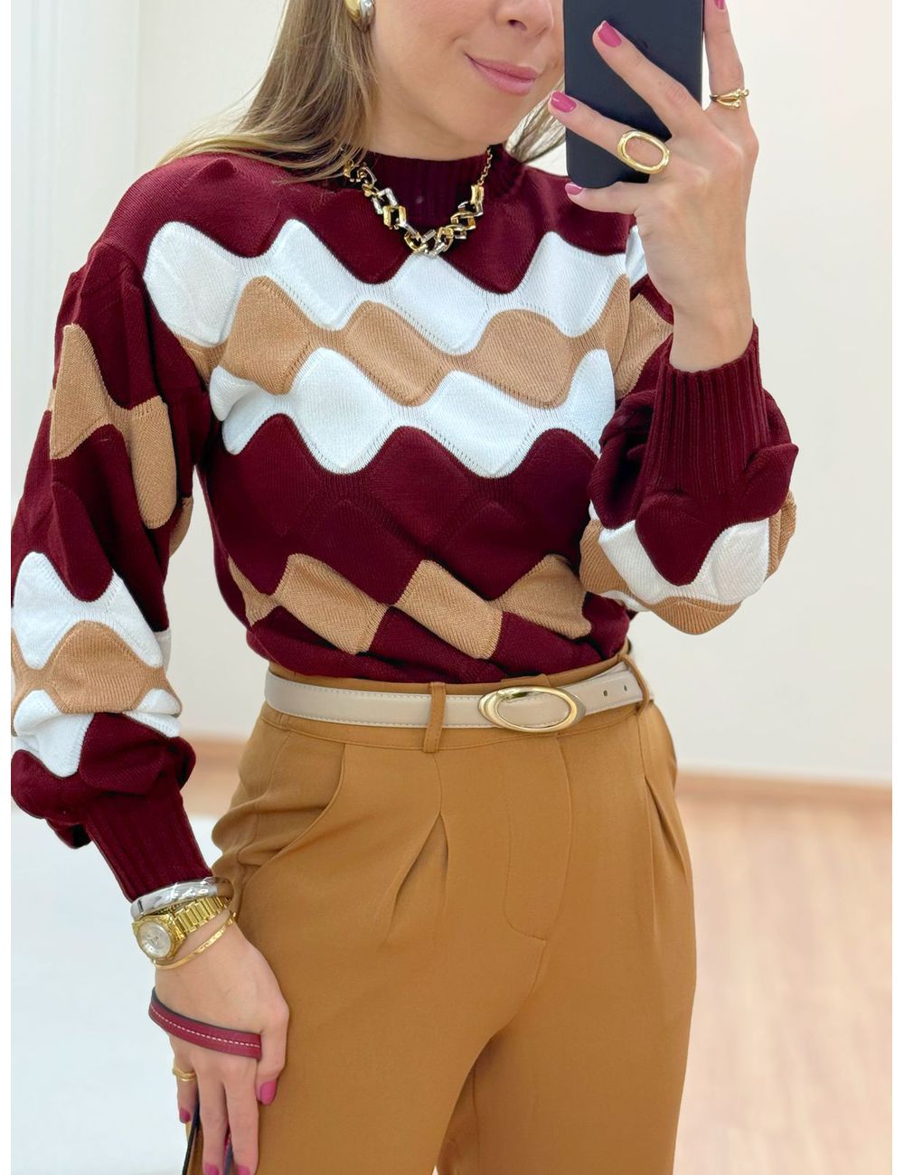 Blusa Tricot Elaine Marsala - Ana G Store