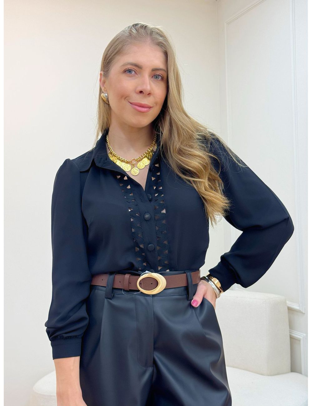 Camisa Samanta Preta - Ana G Store