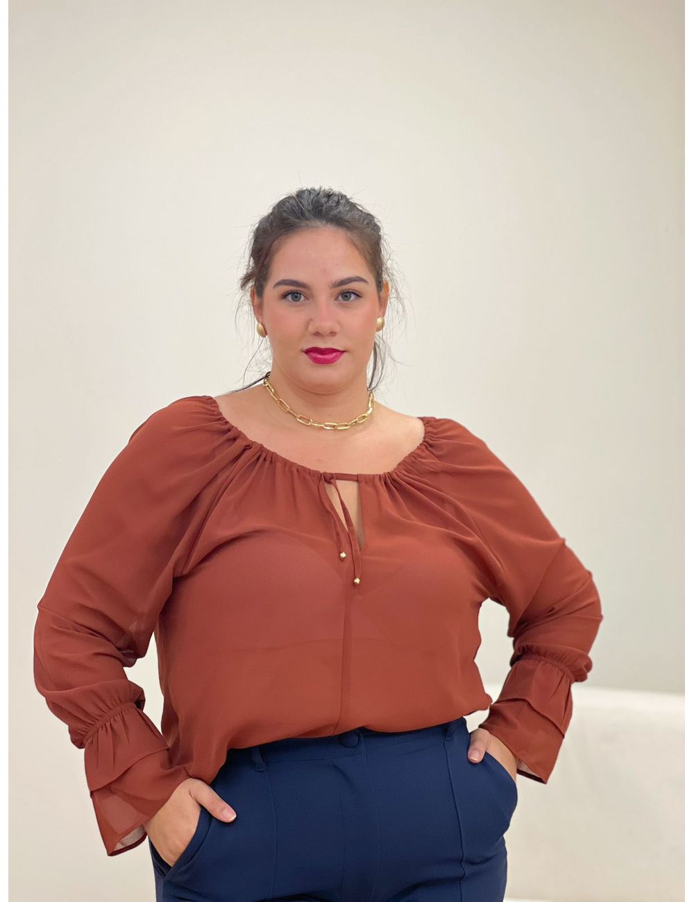 Blusa Berenice Marrom - Ana G Store