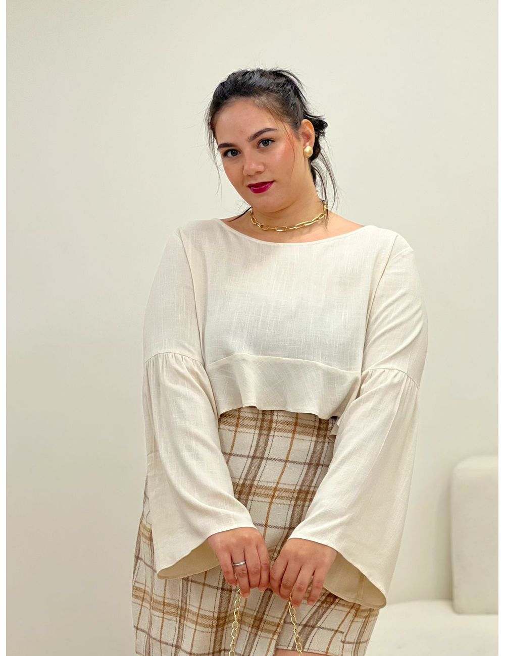 Cropped Leona Bege - Ana G Store