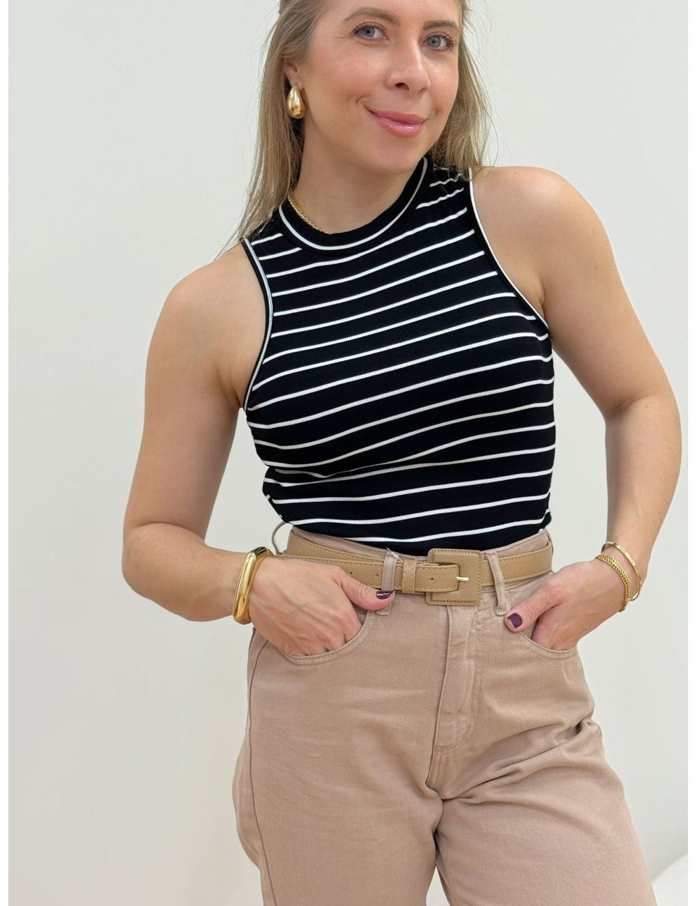 Regata Listrada Preta - Ana G Store