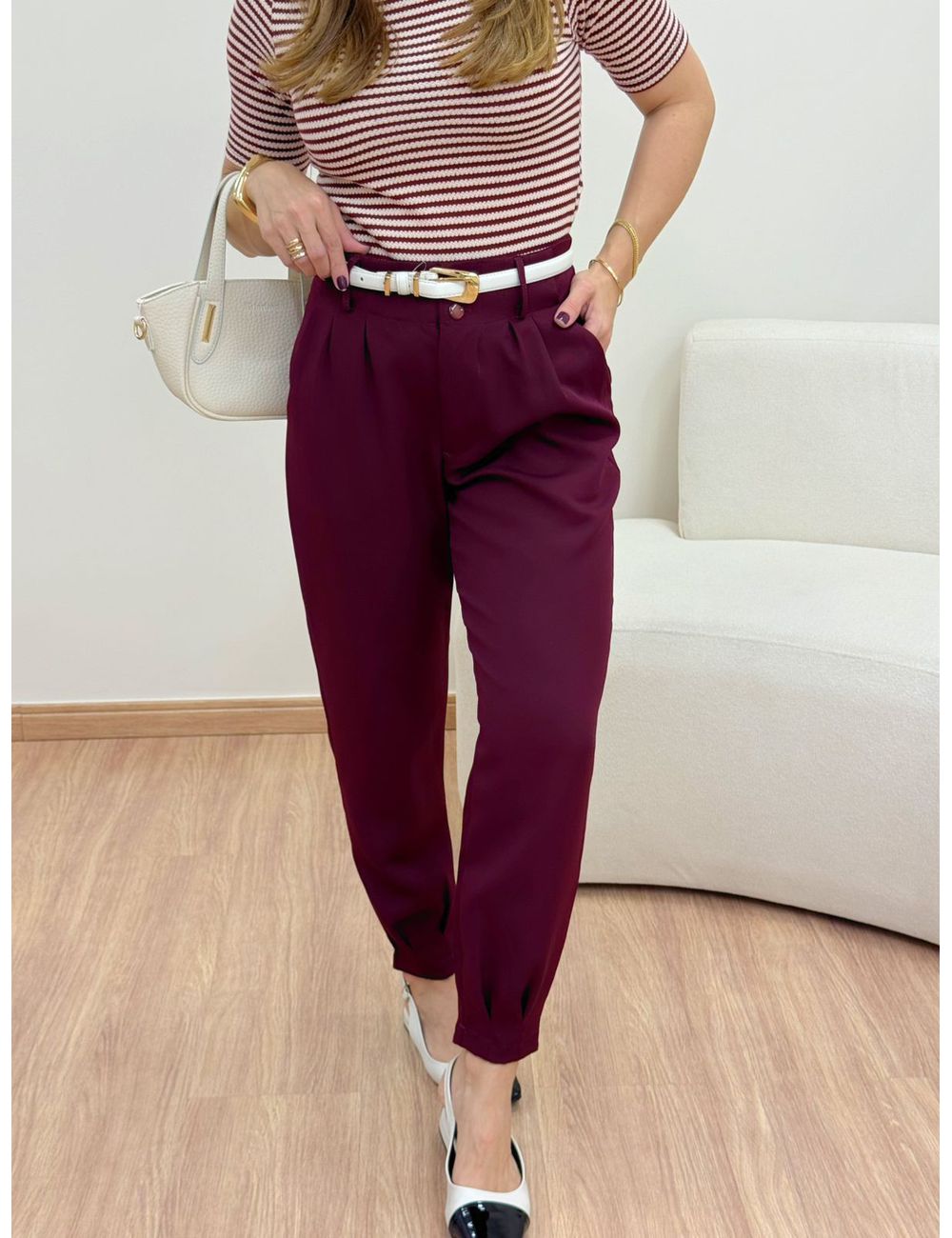 Calça Cenoura Vinho - Ana G Store