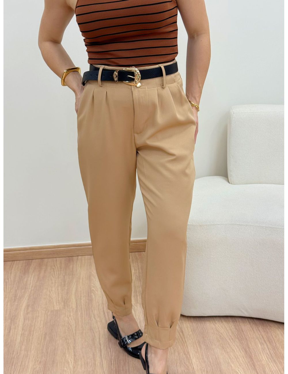 Calça Cenoura Bege - Ana G Store