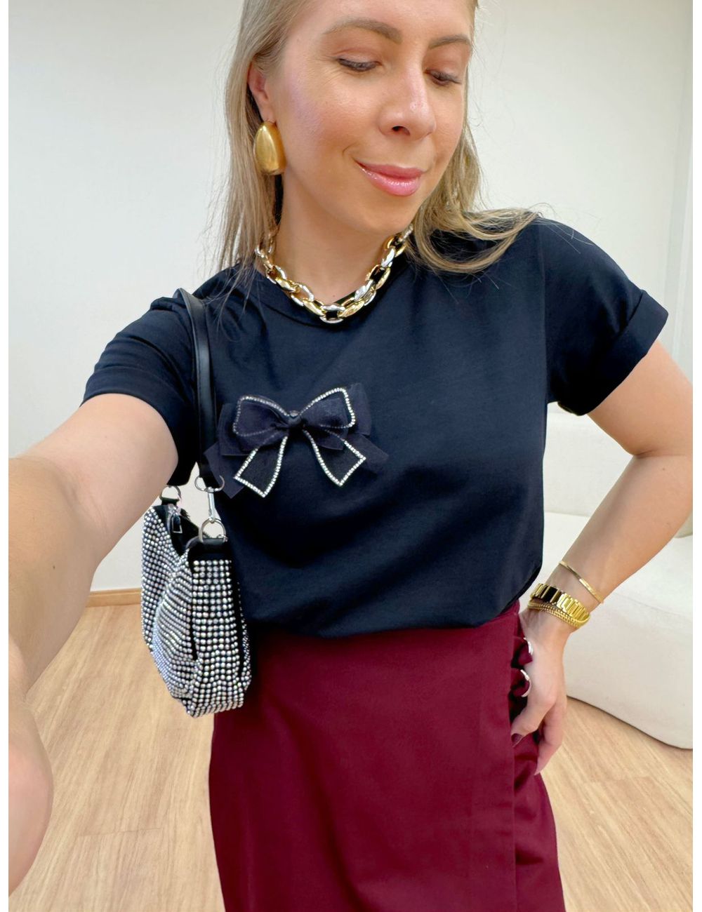 T-shirt Basic Glam Preta - Ana G Store