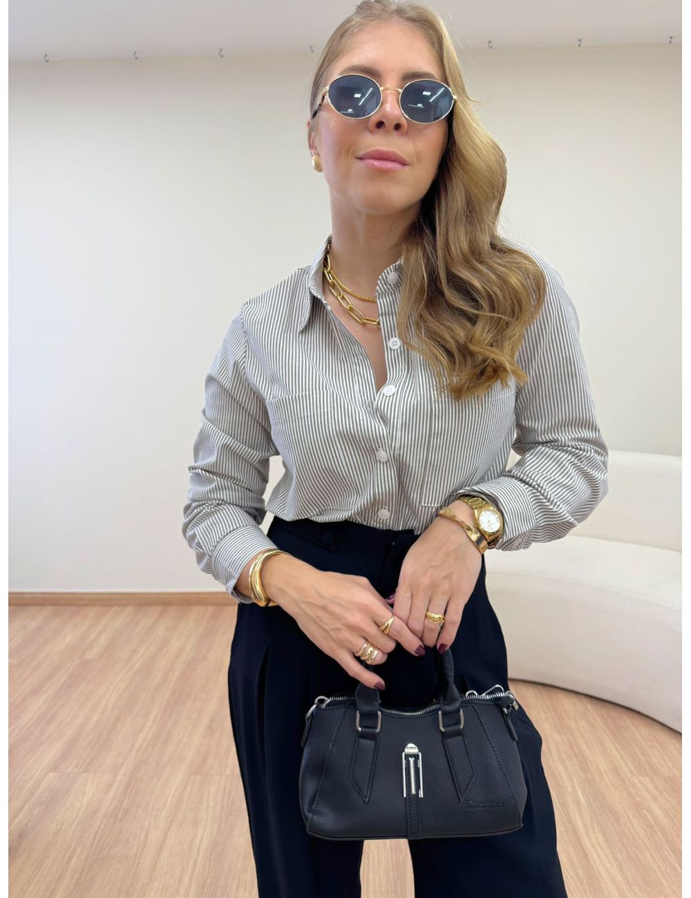 Camisa Bella Cinza - Ana G Store