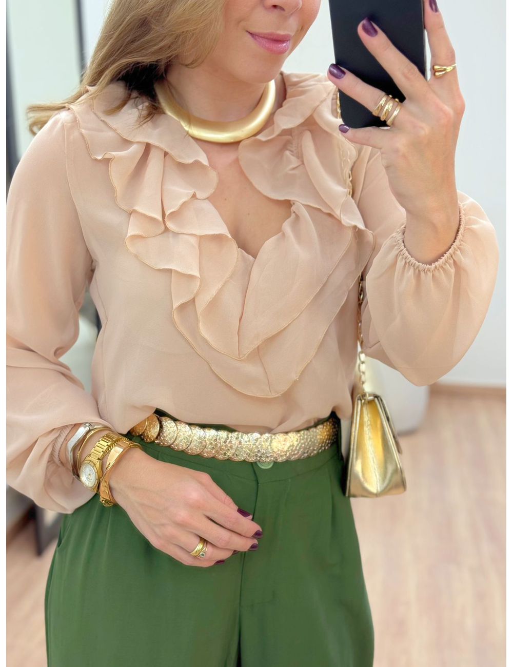 Blusa Cassi Bege - Ana G Store