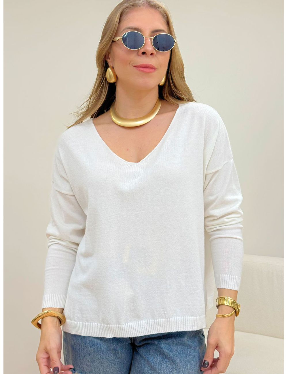 Blusa Poliana Manga Longa Off White - Ana G Store