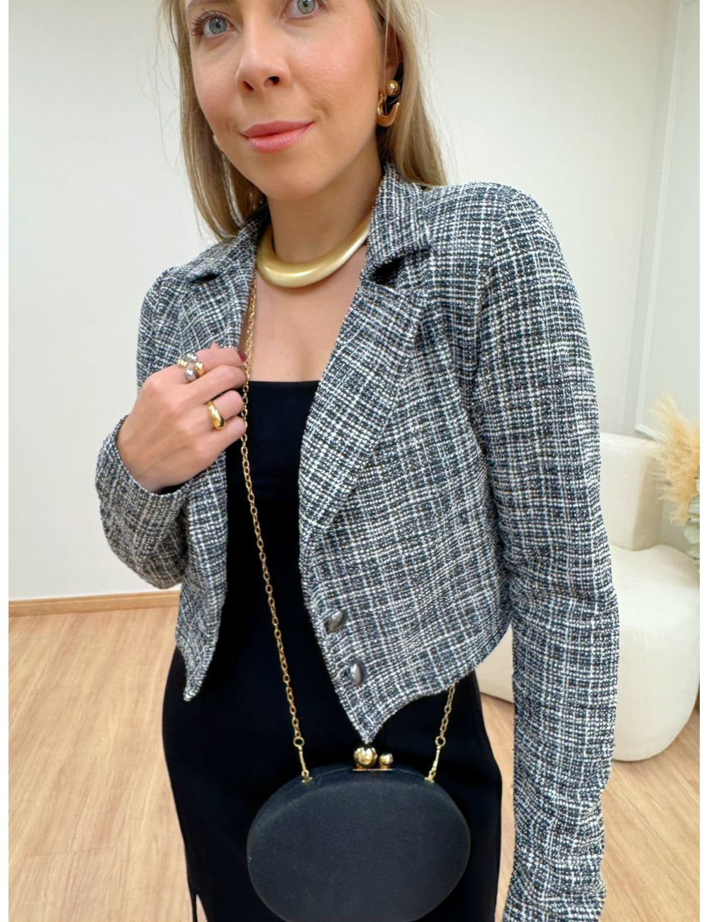 Casaco Tweed Preto - Ana G Store