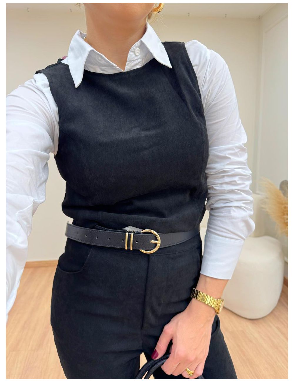 Cropped Cotelê Preto - Ana G Store