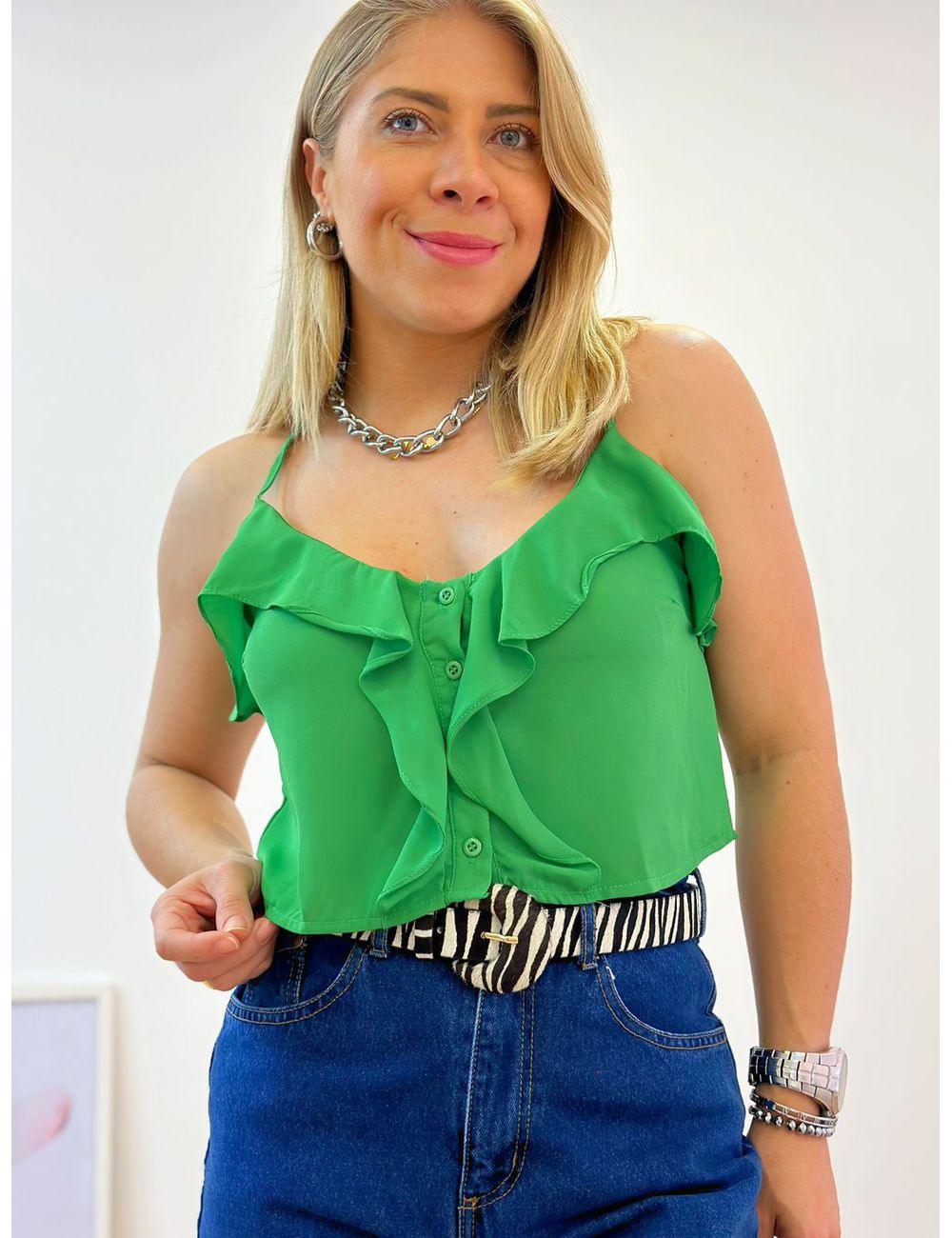 Cropped Babados Verde - Ana G Store