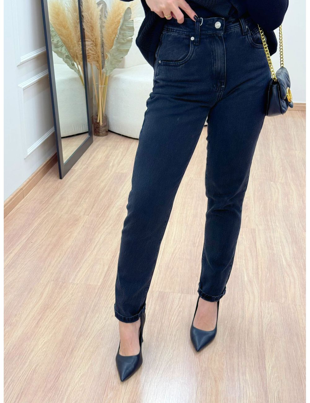 Calça Mom Black Jeans - Ana G Store