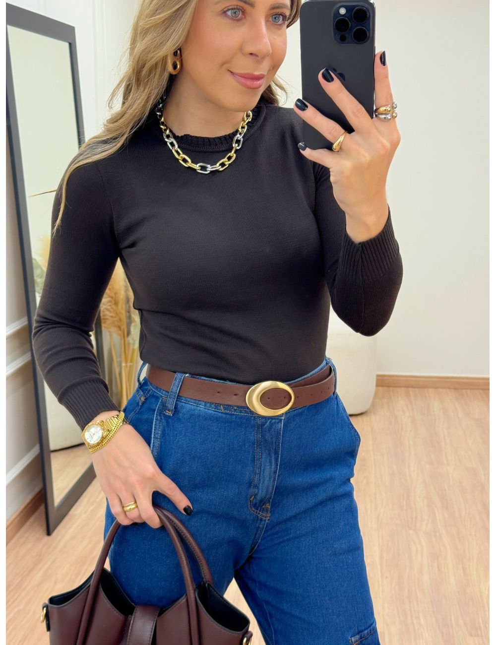 Suéter Basic Marrom - Ana G Store