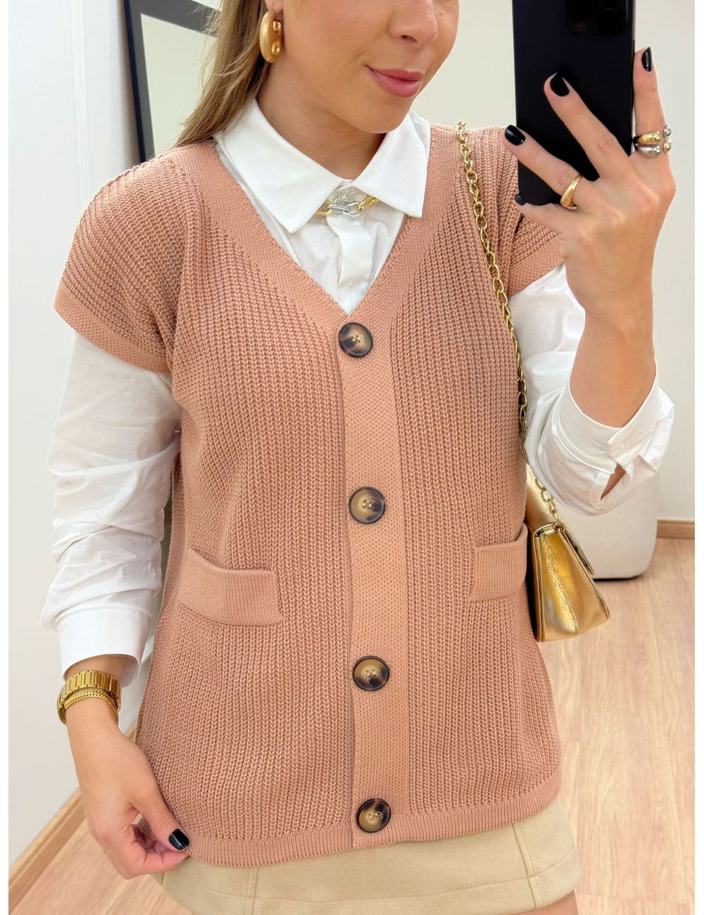 Colete Eva Tricot Nude - Ana G Store