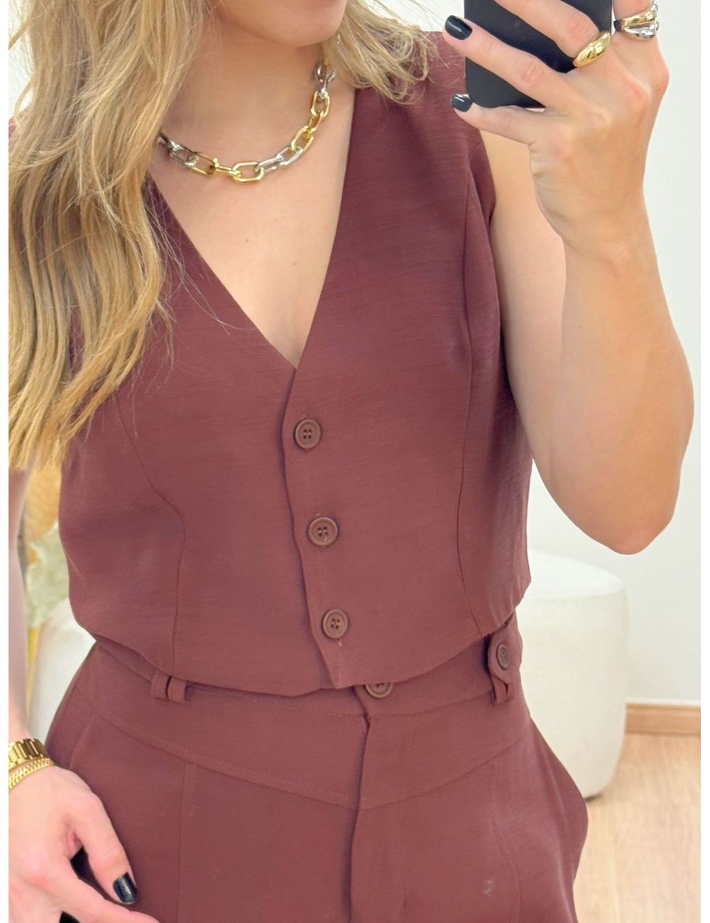 Colete Fenny Marrom - Ana G Store