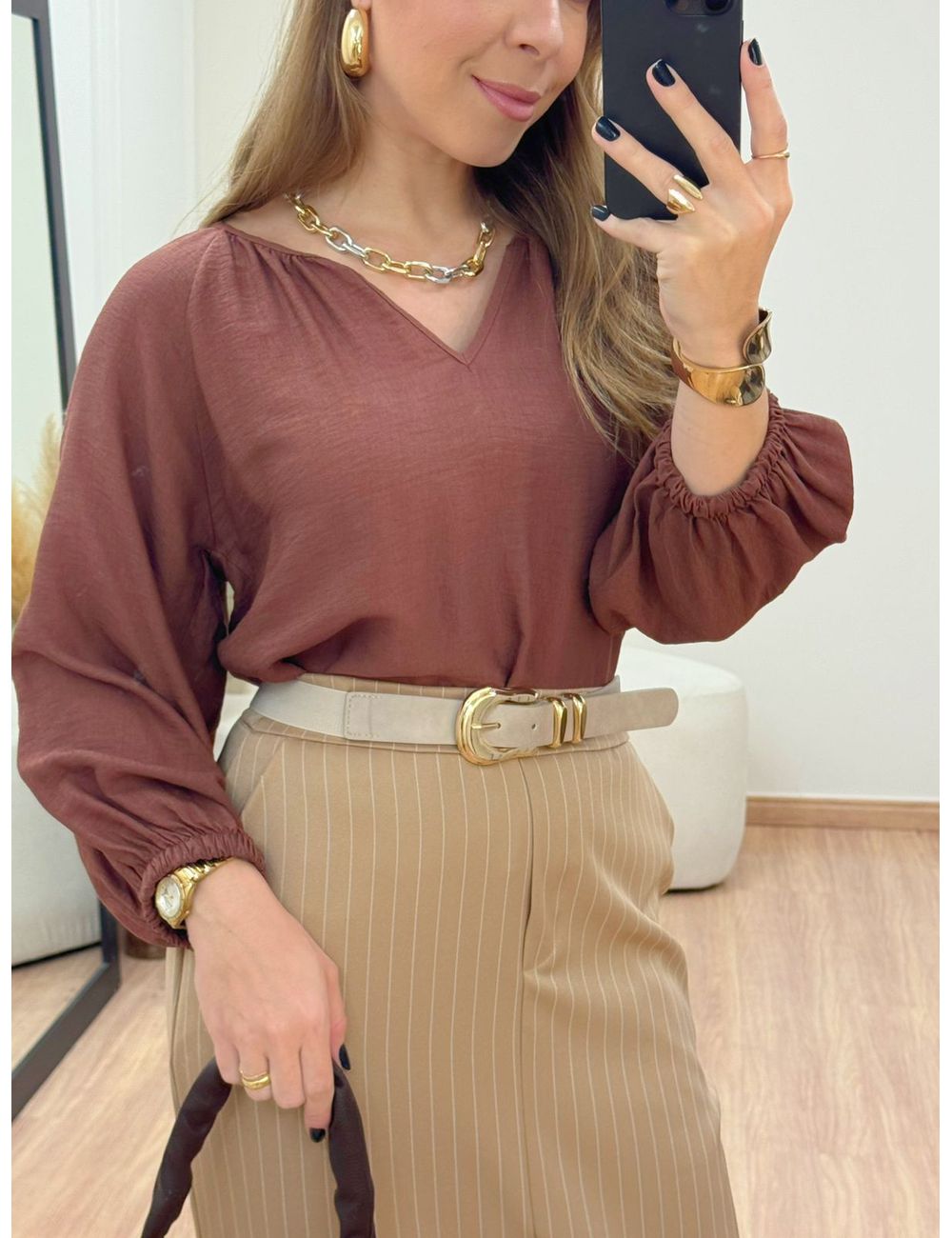 Blusa Amélia Marrom - Ana G Store