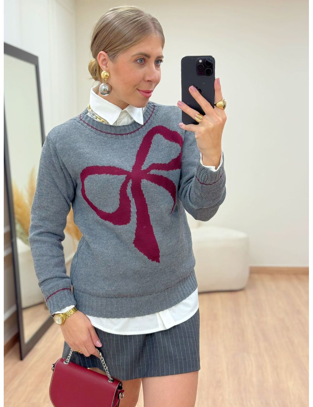 Blusa Laço Cinza - Ana G Store
