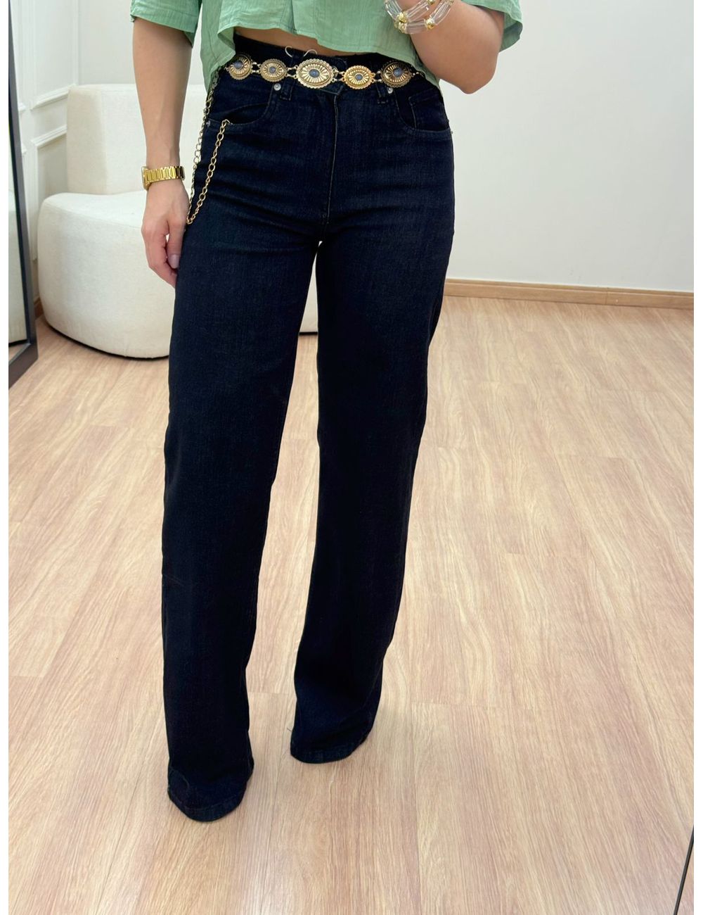 Calça Wide Leg Dardak Preta - Ana G Store