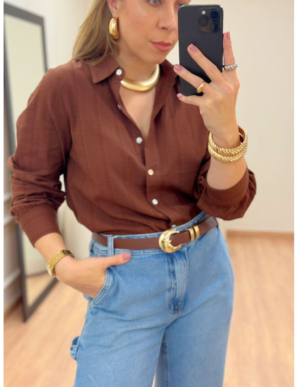 Camisa Francis Marrom - Ana G Store