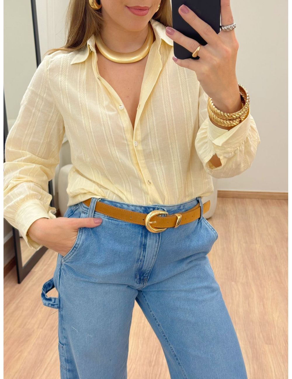 Camisa Francis Baunilha - Ana G Store