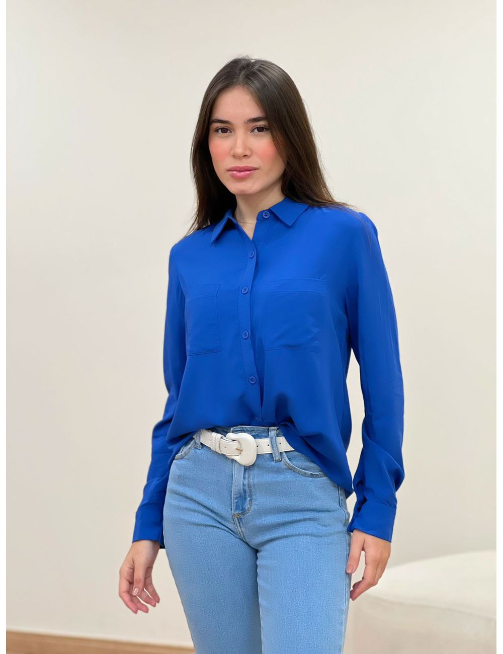 Camisa Viscose Azul - Ana G Store
