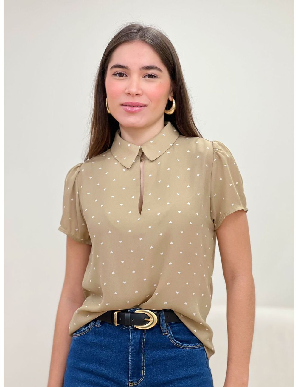 Blusa Coração Bege - Ana G Store