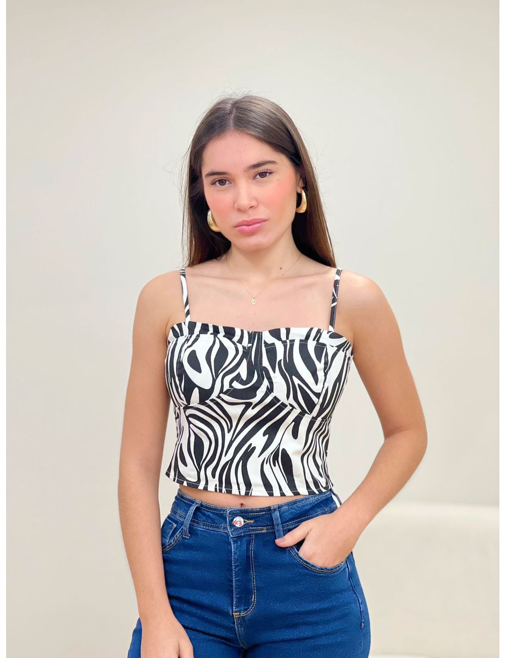 Cropped Zebra Preto - Ana G Store