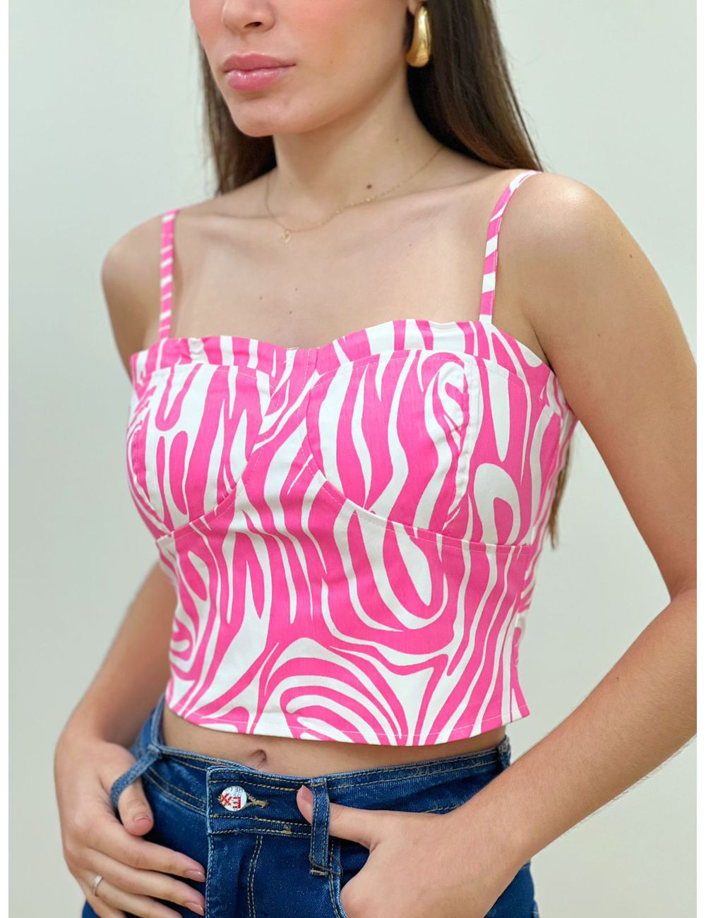 Cropped Zebra Rosa - Ana G Store