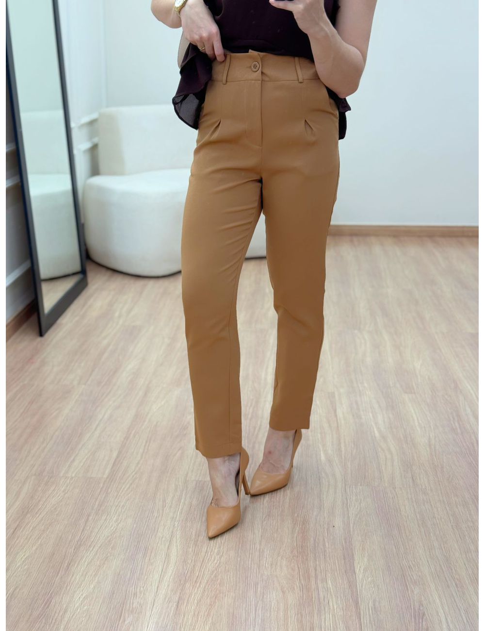 Calça Alfaiataria Reta Bege - Ana G Store