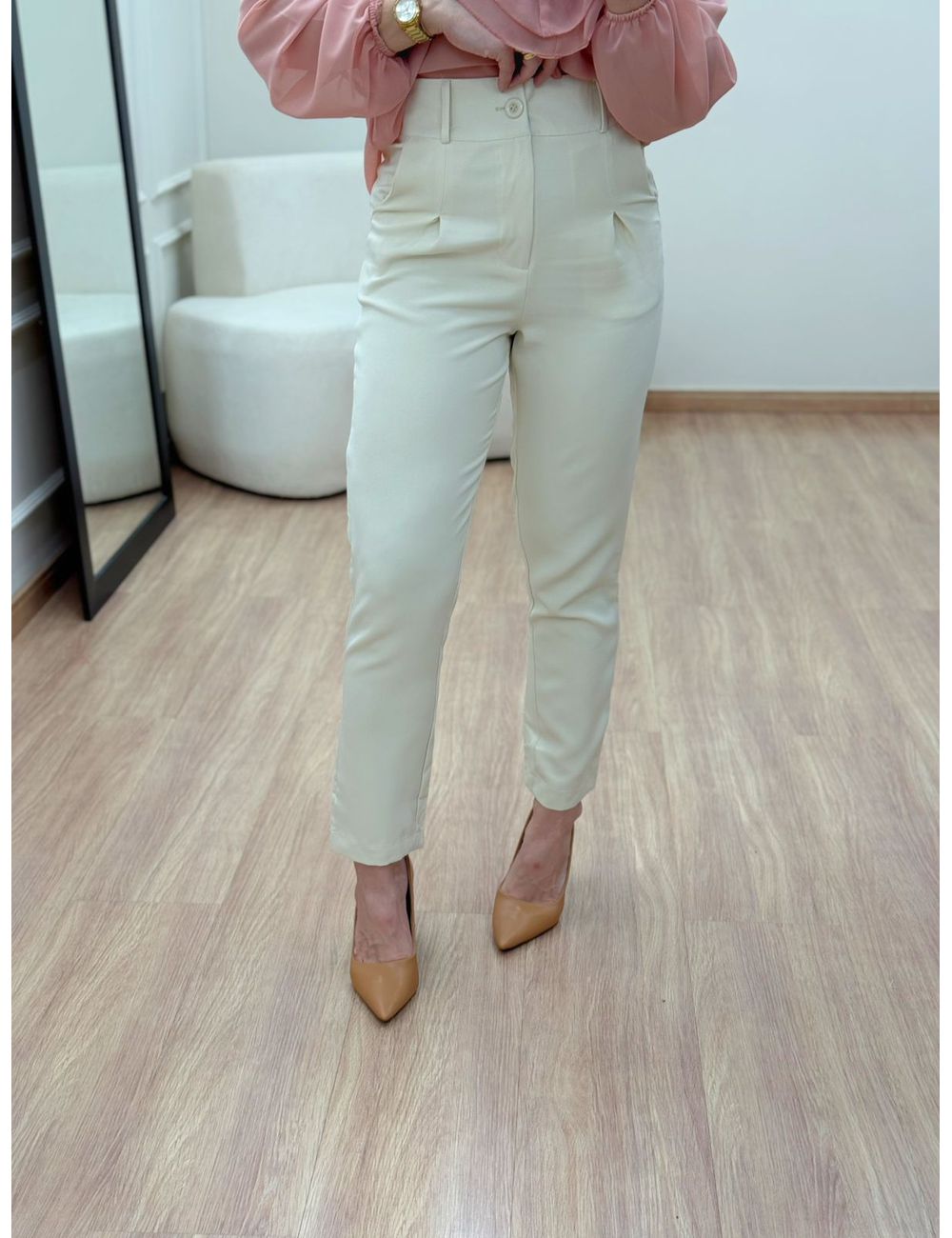 Calça Alfaiataria Reta Off White - Ana G Store