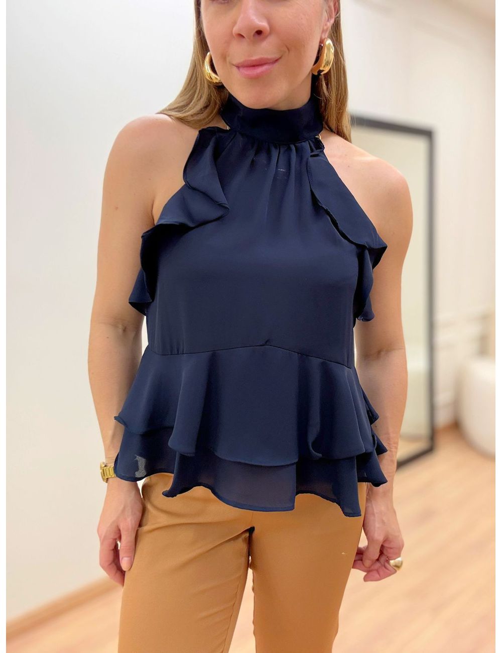 Blusa Babados Azul - Ana G Store