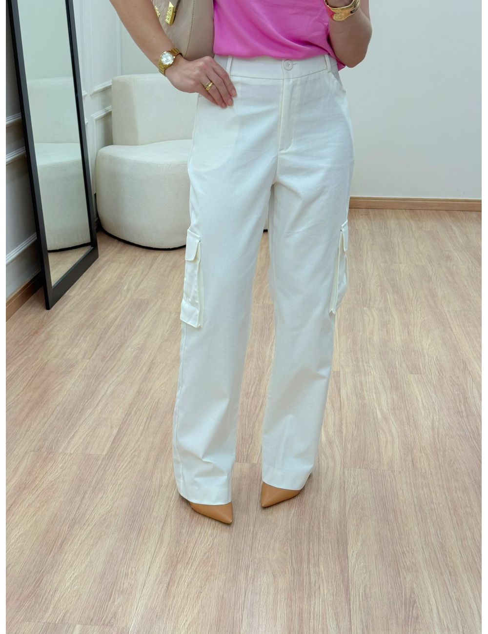 Calça Cargo Off White - Ana G Store