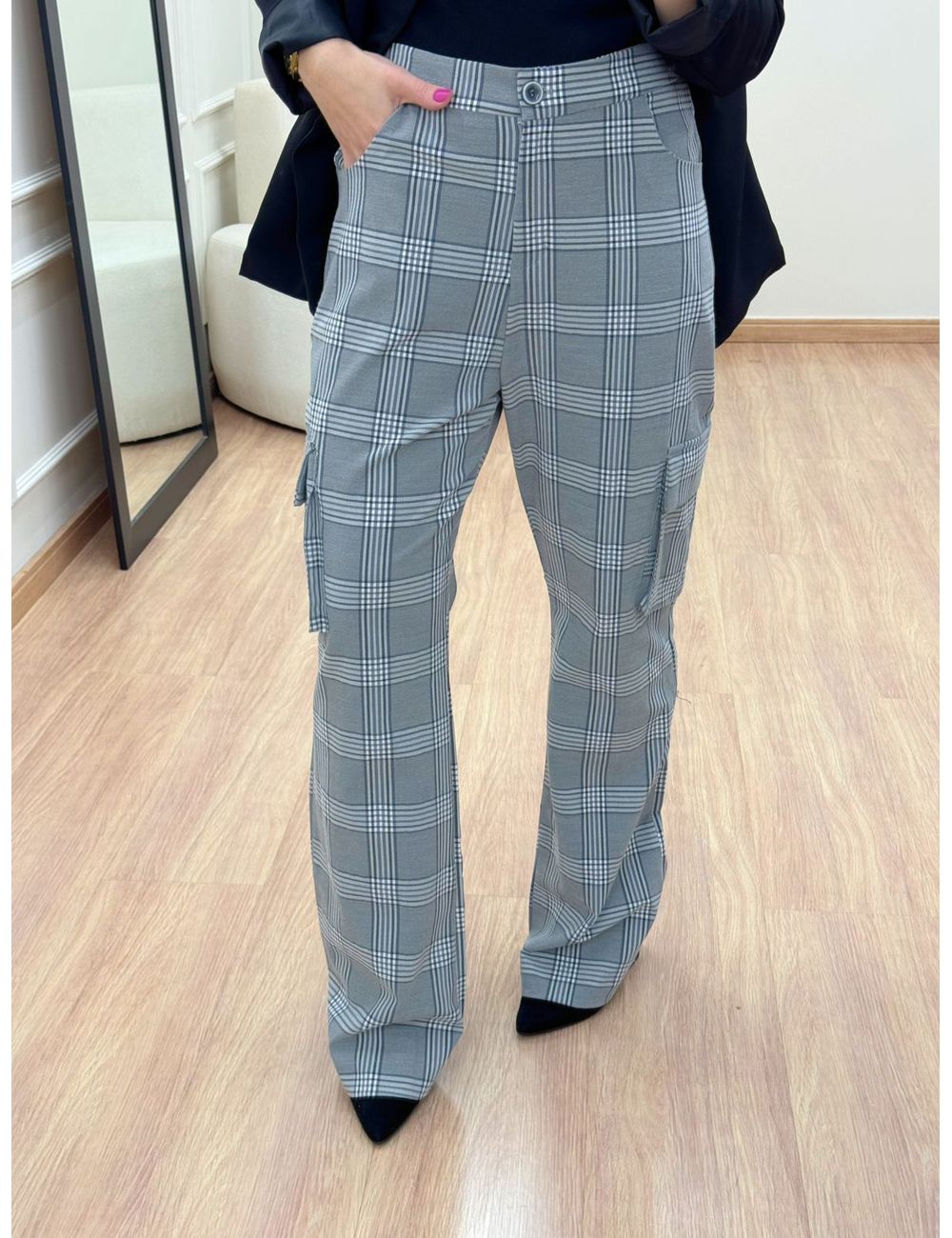 Calça Xadrez Cinza - Ana G Store