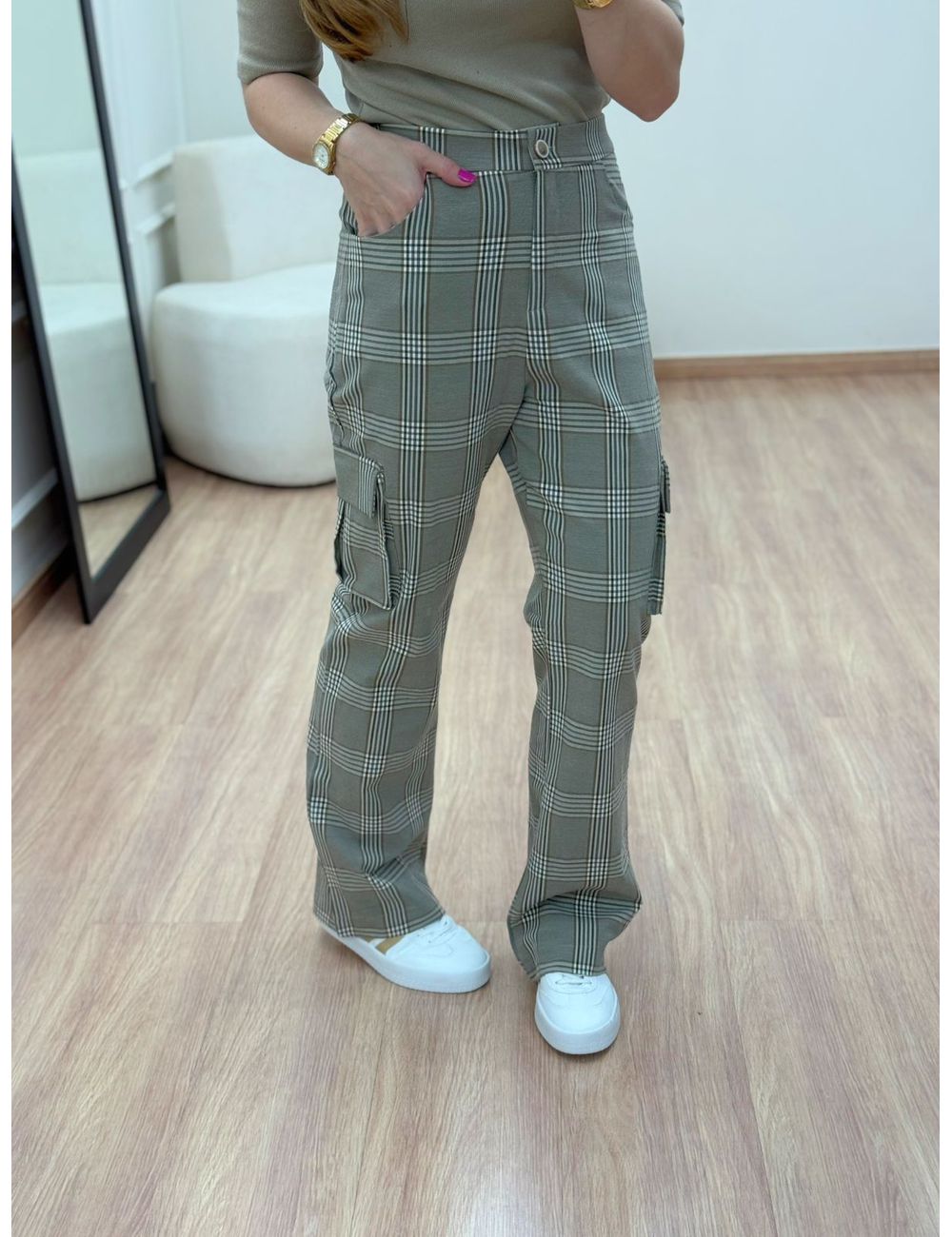 Calça Xadrez Marrom - Ana G Store