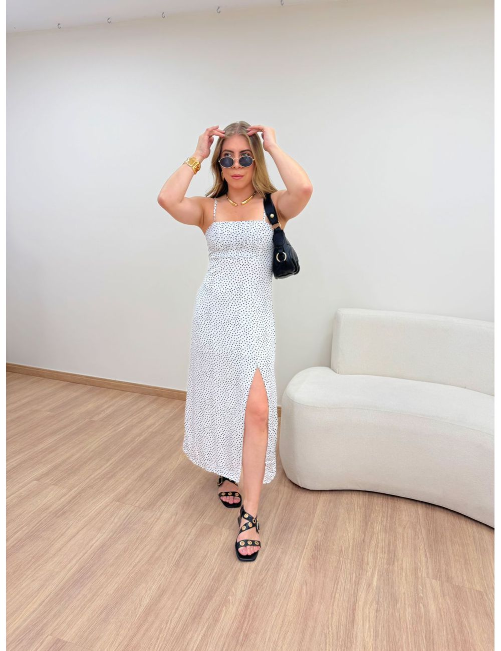 Vestido Poá Branco - Ana G Store