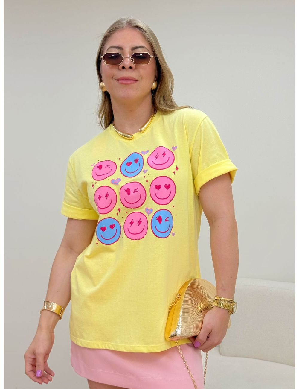 T-shirt Smile Amarela - Ana G Store